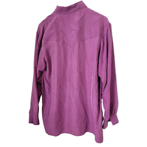 Vintage Women's Wanted by Beads Beautiful 100% Silk Western Shirt Southwest M - Picture 6 of 6